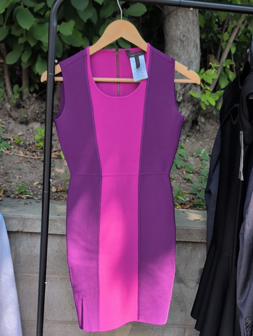 BCBGMaxAzria Colorblock Magenta & Plum Sleeveless Midi Dress